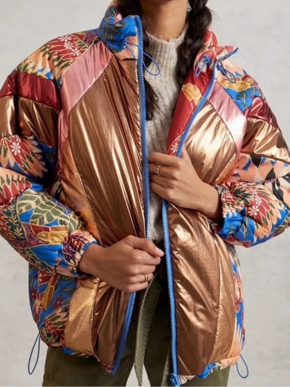 Farm Rio Tucanes Reversible Puffer Jacket - Size XS